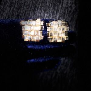 Gold Square Stud Earrings